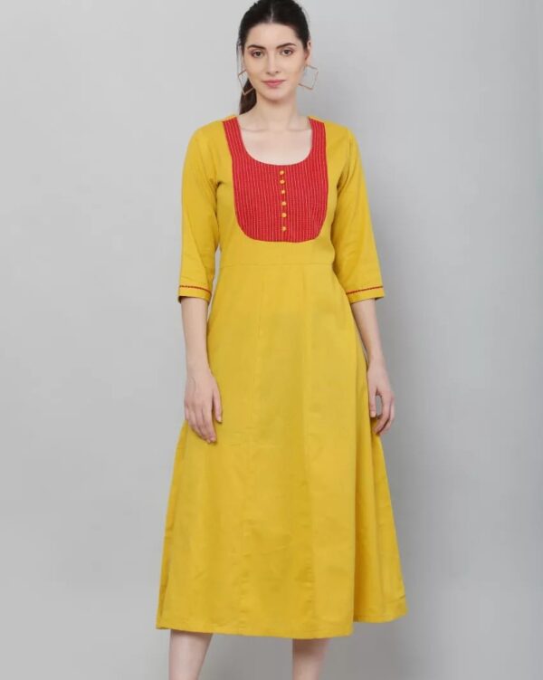 Yellow Cotton Kalidar kurta