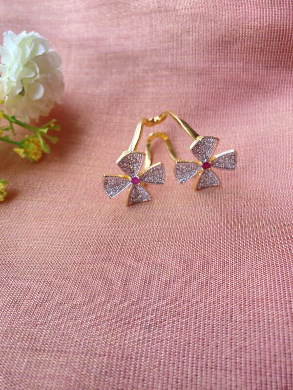 Brass Gold Plated Ring with White and Red stones