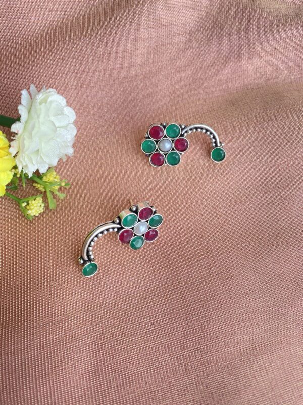 Multi Stone Antique silver Brass Earrings