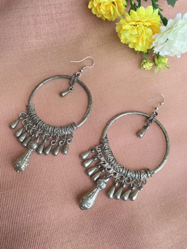 Antique Silver Brass Chand Bali